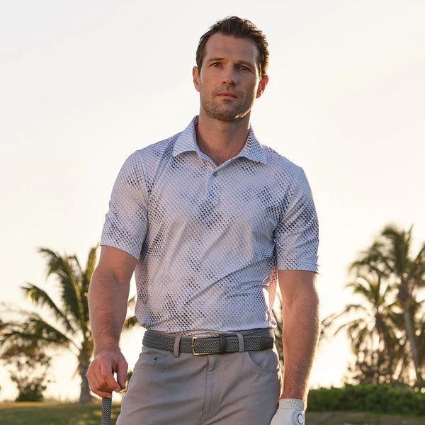 Digital Fin Ultra-Stretch Polo - White/Trpc Navy