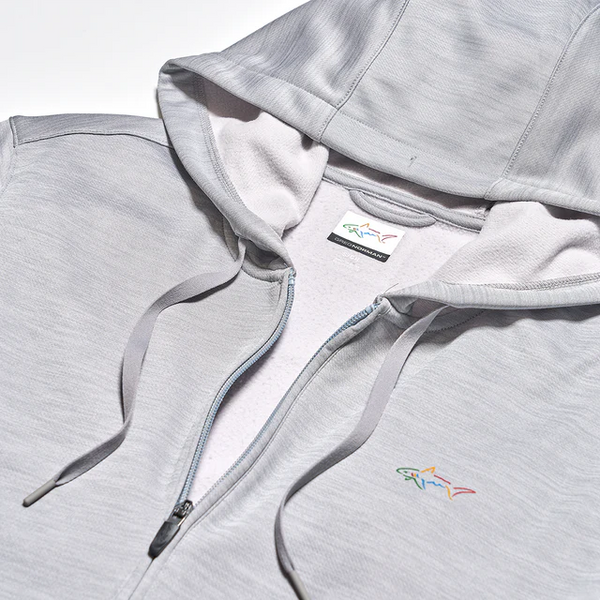 Shark Full-Zip Fleece Golf Hoodie - Sterling-Heather
