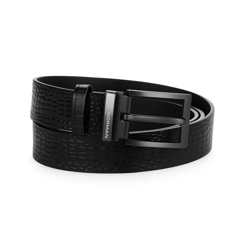 Textured Leather Golf Belt - Black