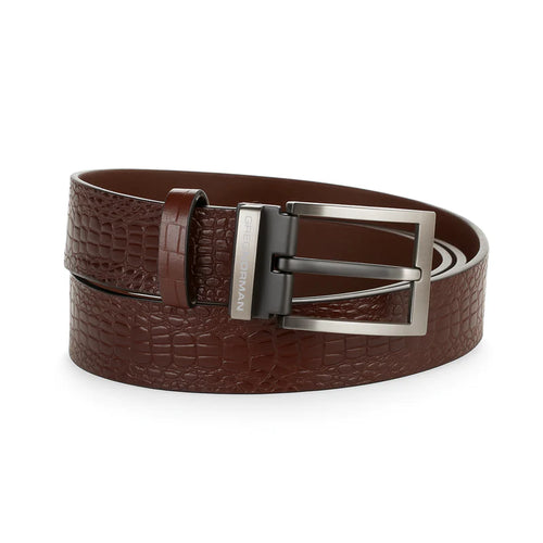 Textured Leather Golf Belt - Brown