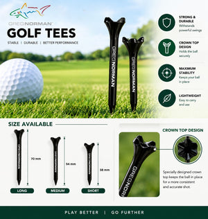 Pro Performance Crown Top Wooden Golf Tees - Pack Of 30
