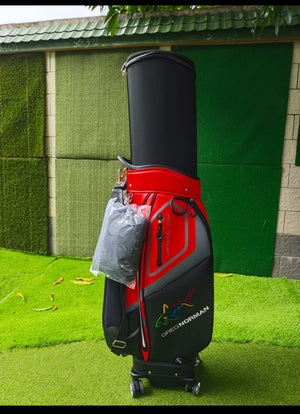 Golf Premium Waterproof Fabric Golf Bag With Wheels with Hardcase on Top - Red