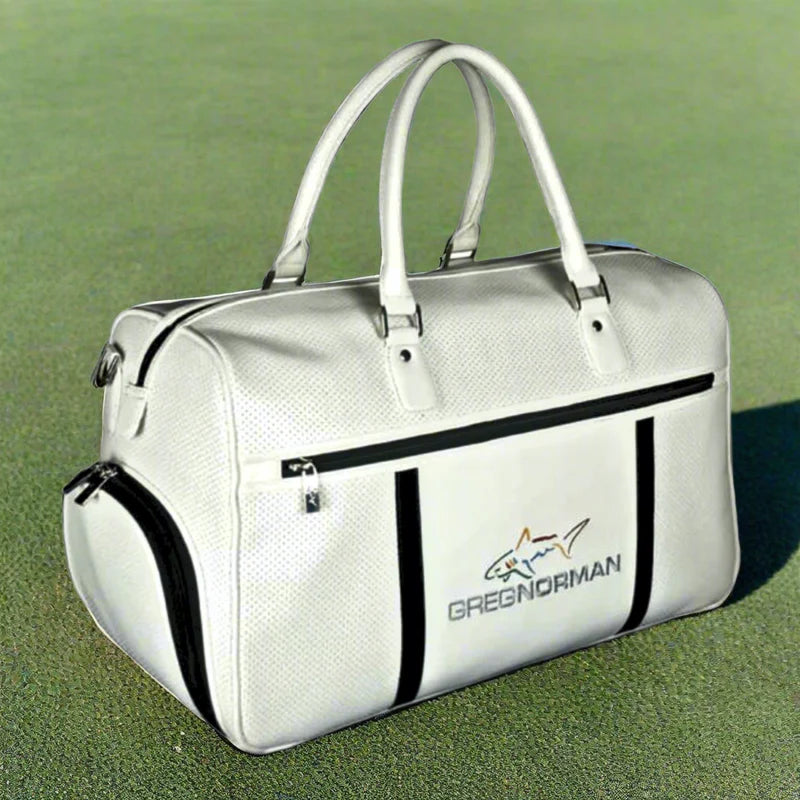 Greg Norman Leather Duffle Bag - White