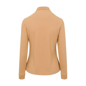 Women's Long Sleeve Classic Pique Polo T-Shirt - Iced Coffee