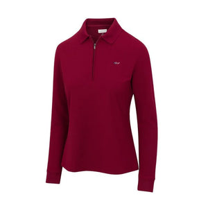 Women's Long Sleeve Classic Pique Polo T-Shirt - Cabernet