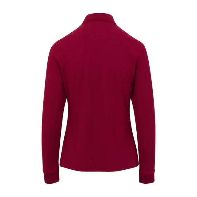Women's Long Sleeve Classic Pique Polo T-Shirt - Cabernet