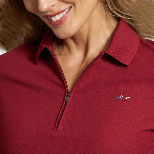 Women's Long Sleeve Classic Pique Polo T-Shirt - Cabernet