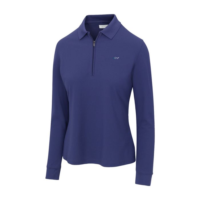 Women's Long Sleeve Classic Pique Polo T-Shirt - Medallion Blue