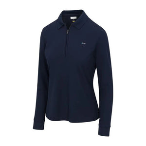 Women's Long Sleeve Classic Pique Polo T-Shirt - Navy