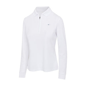 Women's Long Sleeve Classic Pique Polo T-Shirt - White