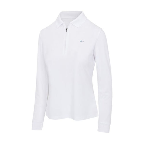 Women's Long Sleeve Classic Pique Polo T-Shirt - White