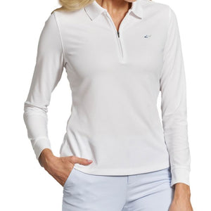 Women's Long Sleeve Classic Pique Polo T-Shirt - White