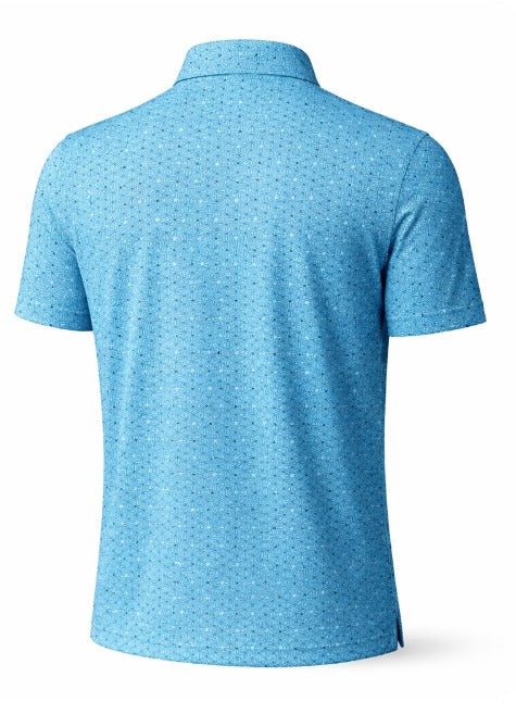 ML75 Turquoise Blue Geometric Polo