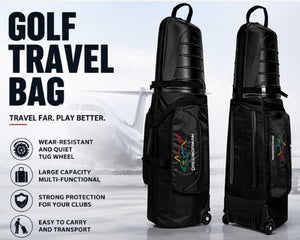 Hardcase Golf Travel Bag - Wheels, Anti-Collision Design Hard Shell on Top