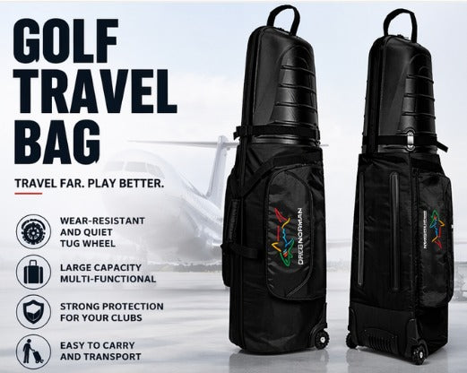 Hardcase Golf Travel Bag - Wheels, Anti-Collision Design Hard Shell on Top