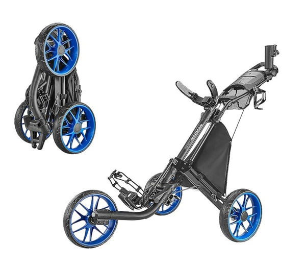 Greg Norman 3-Wheel Golf Push Cart/Trolley – Lightweight Aluminum Frame, 1-Second Fold, Foot Brake, Adjustable Handle & Storage
