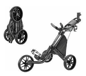 Greg Norman 3-Wheel Golf Push Cart/Trolley – Lightweight Aluminum Frame, 1-Second Fold, Foot Brake, Adjustable Handle & Storage