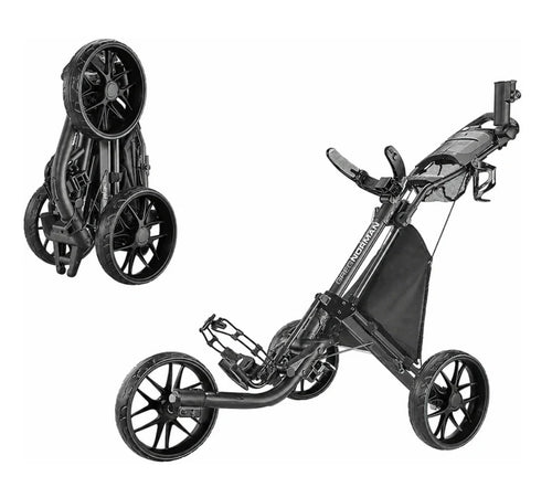 Greg Norman 3-Wheel Golf Push Cart/Trolley – Lightweight Aluminum Frame, 1-Second Fold, Foot Brake, Adjustable Handle & Storage