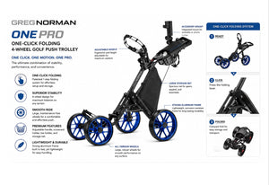 Greg Norman  ONE Pro One-Click Folding 4-Wheel Golf Push Trolley